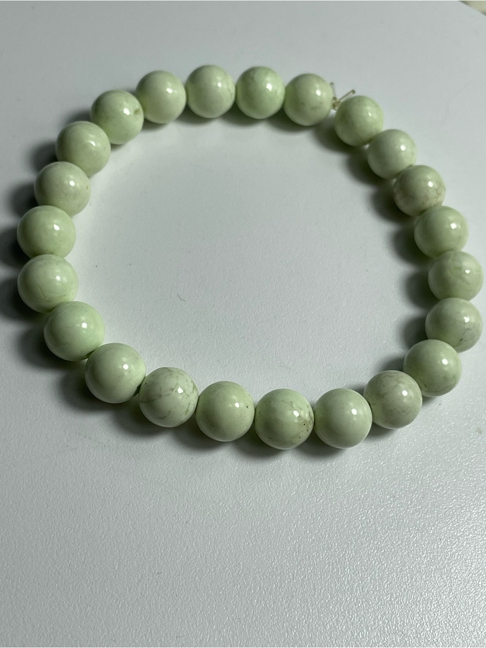 Light Green, Lemon Chrysoprase Beaded Stretch Bracelet